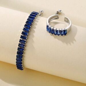 Elegant Silver and Blue Jewelry Set